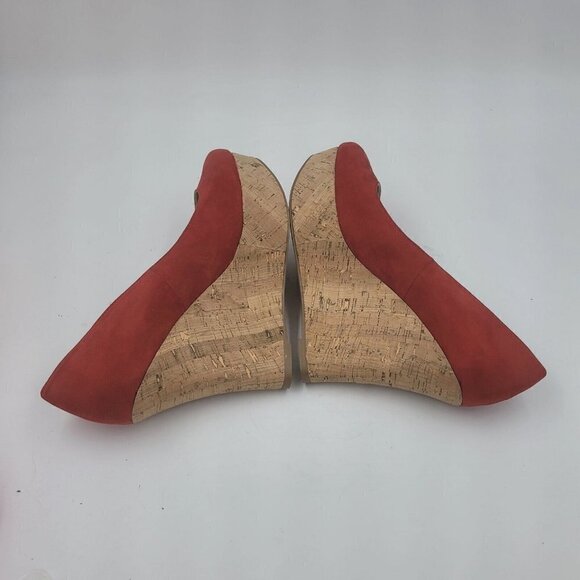 Boston Proper Pammy Red Platform Cork Wedge Closed Toe Heel Women's Size 10M - Picture 5 of 12
